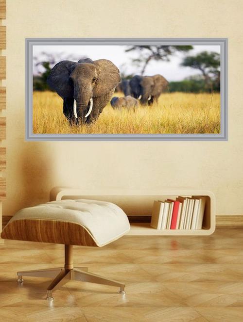 impression wall elephant 92*48 cm (without frame) - 13312523 - Very Small Image - 1