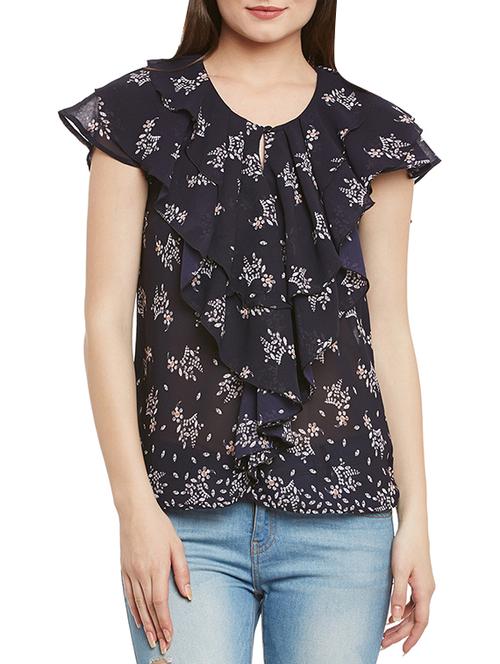 key hole front ruffled top - 13312953 - Very Small Image - 1