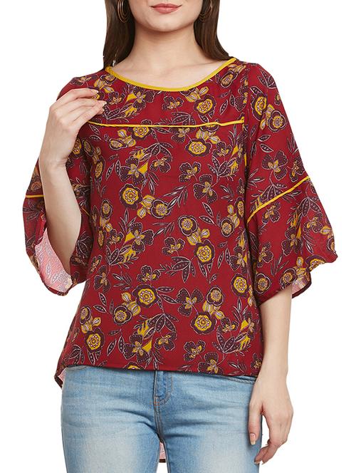 contrast piping detail bell sleeved - 13312963 - Very Small Image - 1