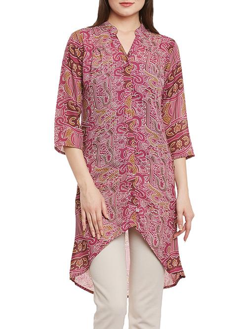 pink crepe high low tunic - 13312972 - Very Small Image - 1