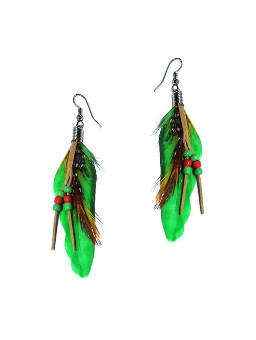 green metal drop earring - 13315719 - Very Small Image - 1