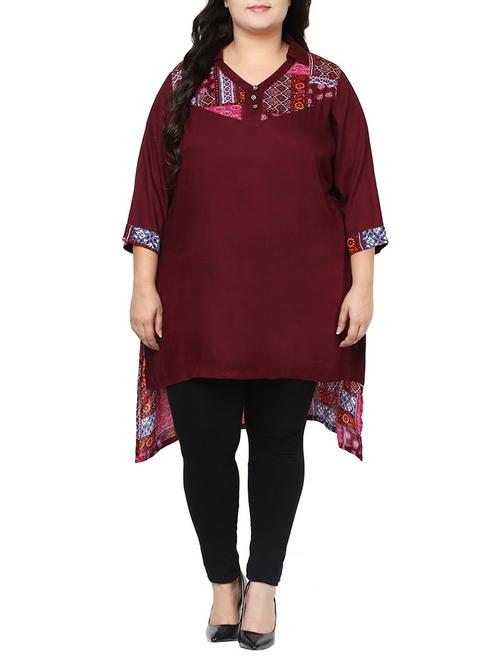 red rayon high low tunic - 13319607 - Very Small Image - 1