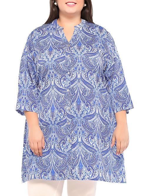 blue printed regular tunic - 13319610 - Very Small Image - 1