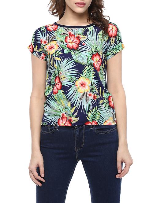 multicoloured printed poly crepe top - 13323575 - Very Small Image - 1