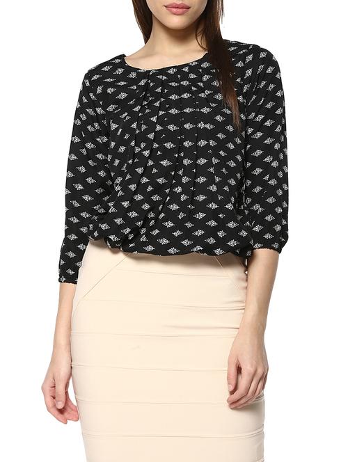 black printed crepe top - 13323602 - Very Small Image - 1
