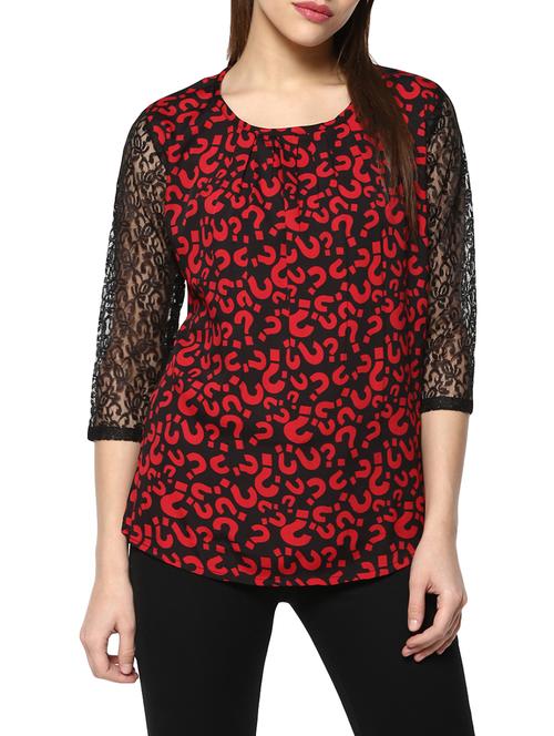 red printed crepe top - 13323635 - Very Small Image - 1
