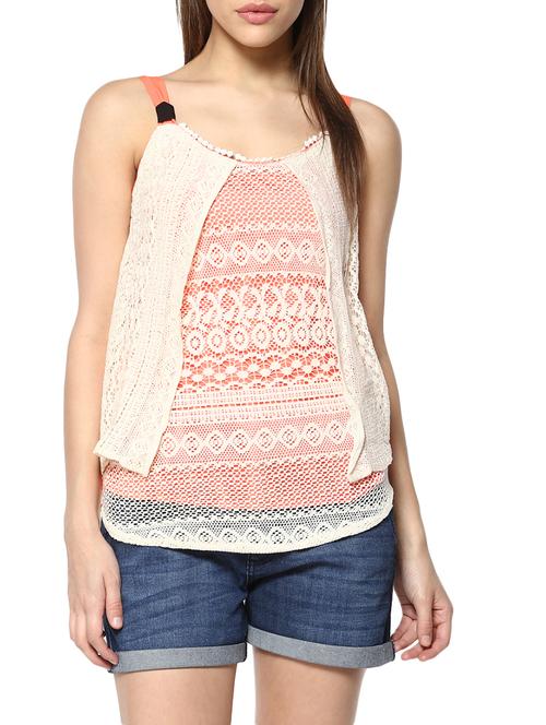 orange net sleeveless top - 13323665 - Very Small Image - 1
