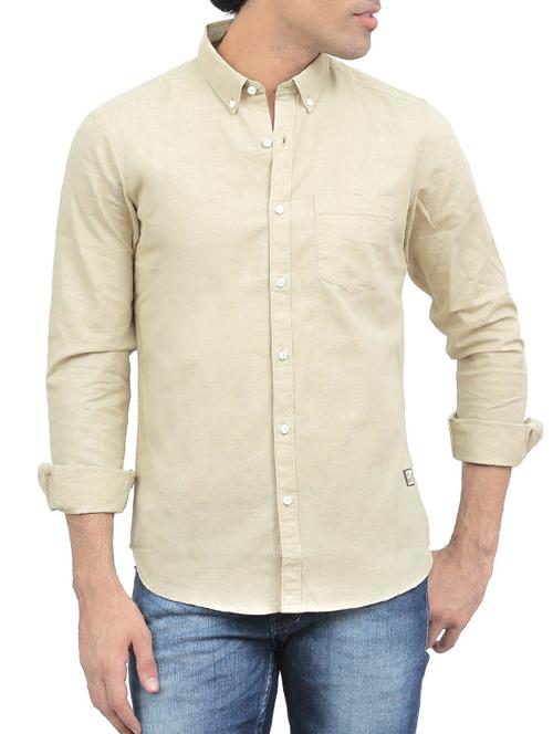 beige cotton casual shirt - 13323865 - Very Small Image - 1