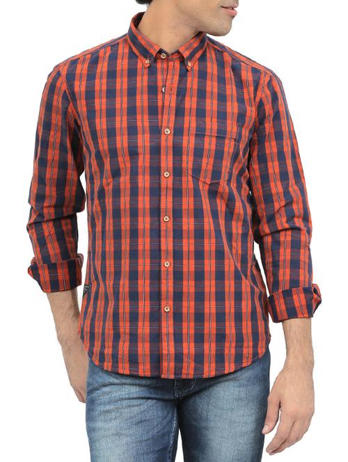 orange cotton casual shirt - 13323869 - Very Small Image - 1