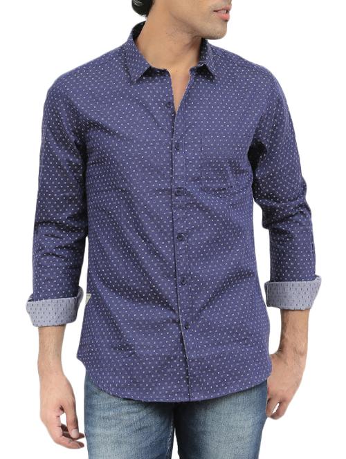 blue cotton casual shirt - 13323886 - Very Small Image - 1