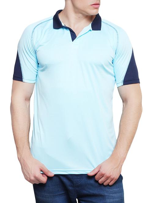 ice blue and navy polyester t-shirt - 13325078 - Very Small Image - 1