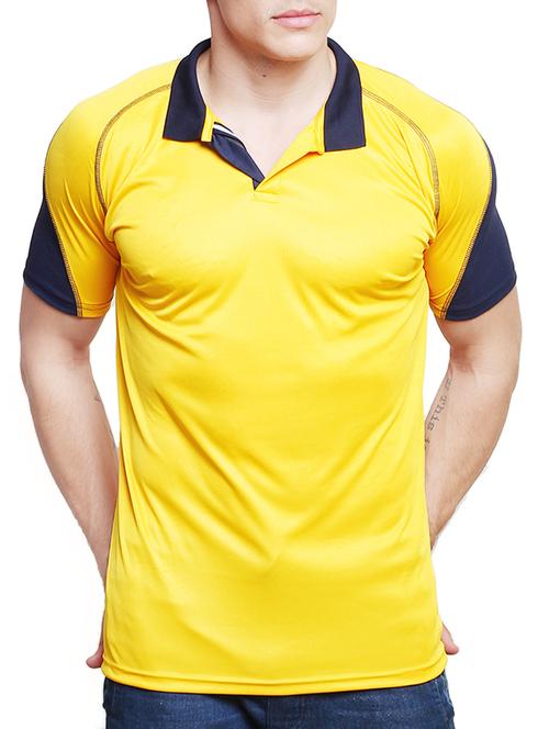 yellow and navy blue polyester t-shirt - 13325080 - Very Small Image - 1