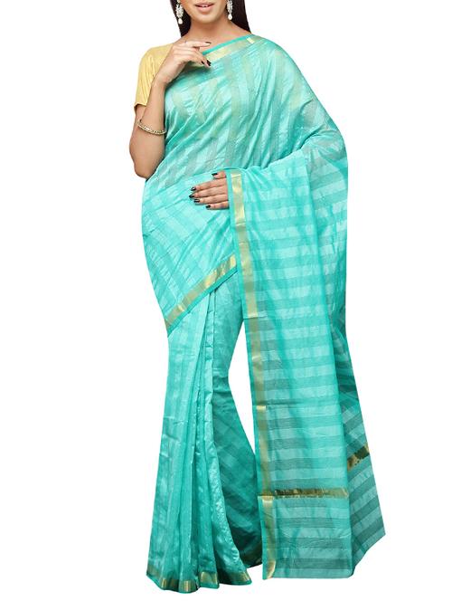 blue cotton blend woven saree - 13327542 - Very Small Image - 1