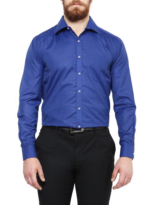 solid royal blue cotton formal shirt - 13327977 - Very Small Image - 1