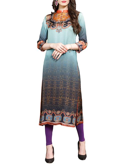 multi colored satin straight kurta - 13328325 - Very Small Image - 1