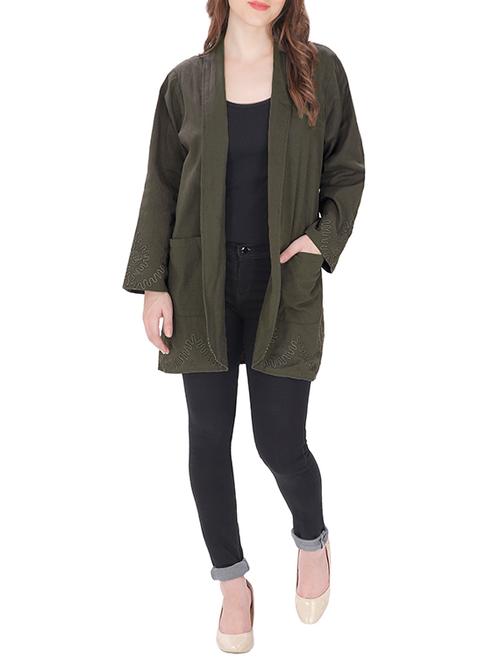 green embroidered cotton coat - 13329347 - Very Small Image - 1