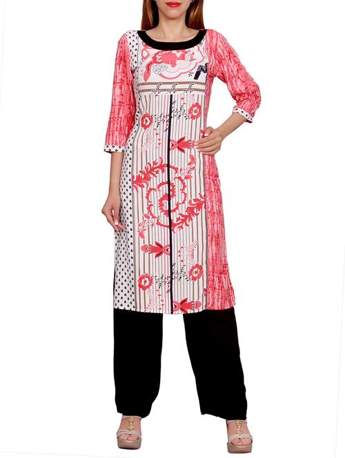 pink rayon straight kurta - 13329868 - Very Small Image - 1