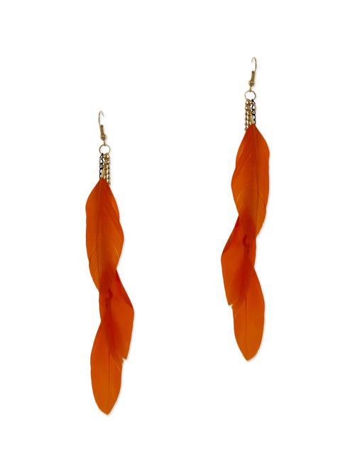orange metal drop earrings - 13331443 - Very Small Image - 1