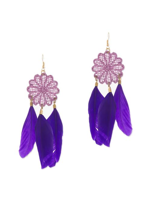 purple metal drop earrings - 13331447 - Very Small Image - 1