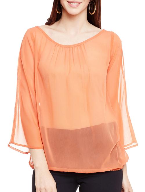 orange georgette regular top - 13331513 - Very Small Image - 1