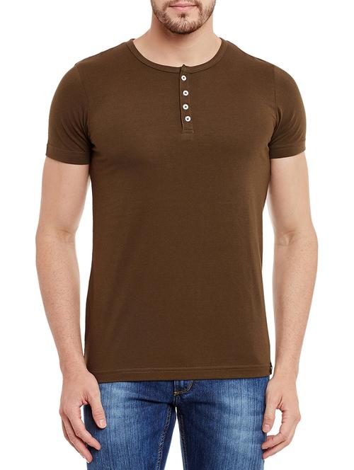solid brown cotton t-shirt - 13334369 - Very Small Image - 1