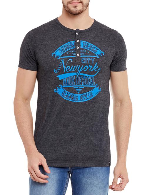 charcoal grey cotton printed t-shirt - 13334394 - Very Small Image - 1