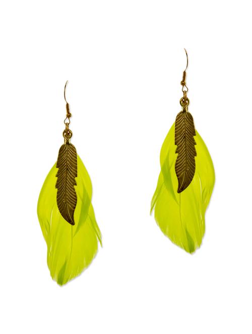 yellow metal drop earrings - 13335008 - Very Small Image - 1