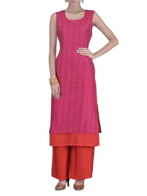printed layered kurta with palazzo set - 1333561 - Very Small Image - 1