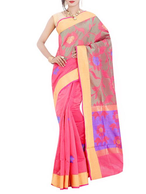 pink art silk banarasi saree with blouse - 13337447 - Very Small Image - 1