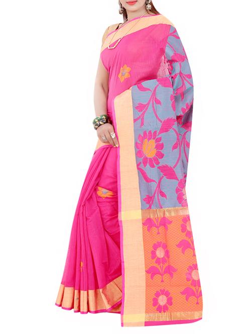pink art silk banarasi saree with blouse - 13337448 - Very Small Image - 1