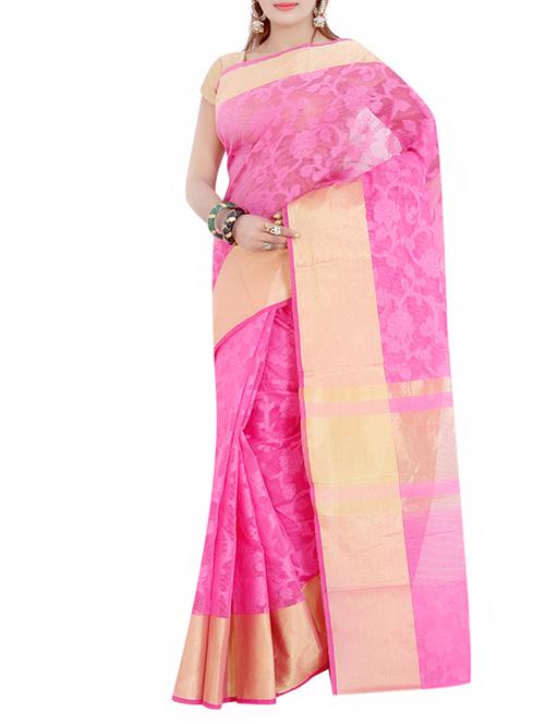 pink art silk banarasi saree with blouse - 13337459 - Very Small Image - 1