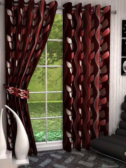 home fantasy printed polyester door curtain-2 pcs - 13337675 - Very Small Image - 1
