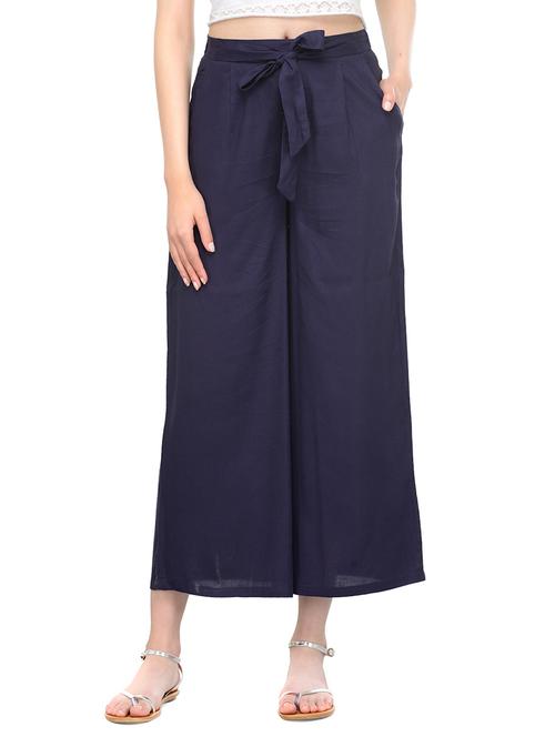 navy blue viscose palazzo - 13340664 - Very Small Image - 1