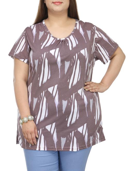 brown printed cotton regular tunic - 13340898 - Very Small Image - 1