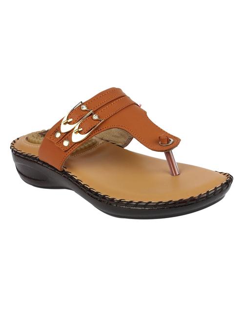 tan toe separator slippers - 13341071 - Very Small Image - 1