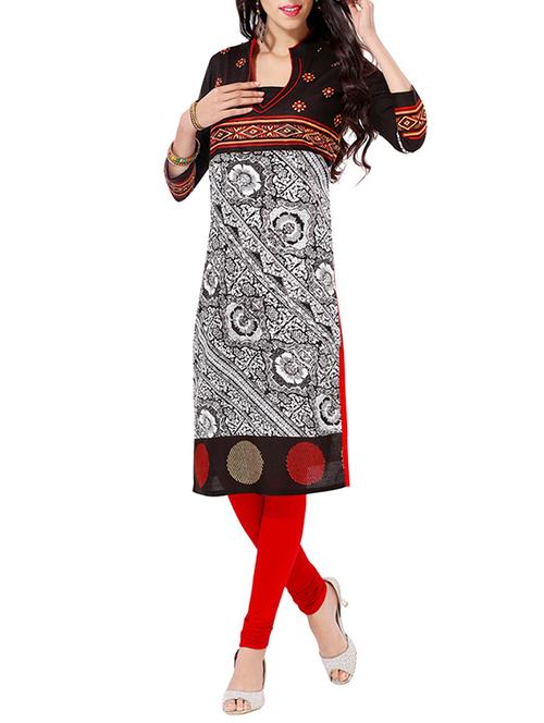 black rayon unstitched kurta - 13341849 - Very Small Image - 1