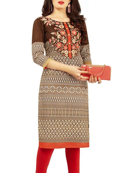 brown cotton combos kurta - 13341867 - Very Small Image - 1