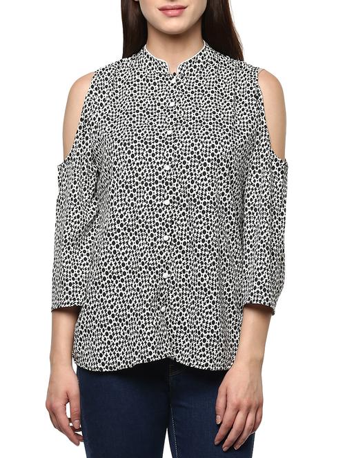 cold shoulder printed shirt - 13342548 - Very Small Image - 1