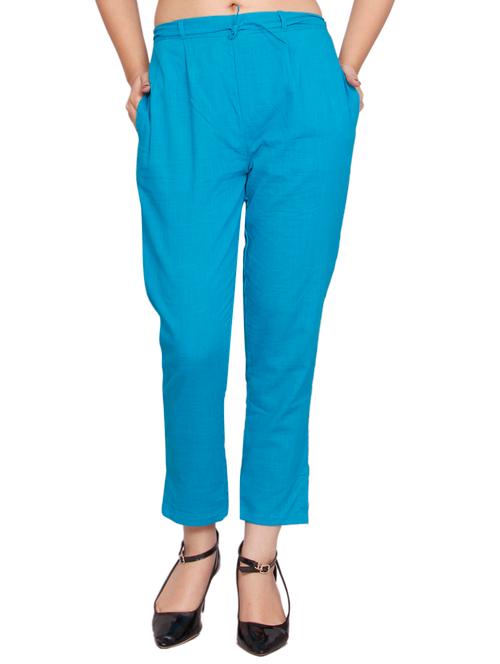 light blue cotton tapered pant - 13343063 - Very Small Image - 1