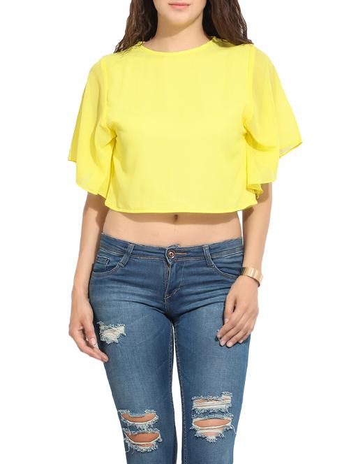 mellow yellow solid crop top - 13343165 - Very Small Image - 1