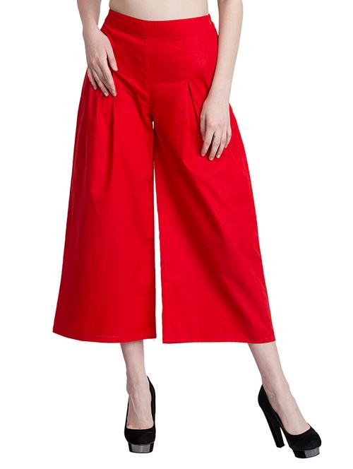 solid red cotton culottes - 13344792 - Very Small Image - 1
