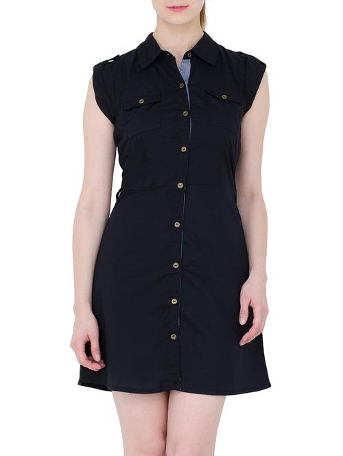 black cotton shirt dress - 13345097 - Very Small Image - 1