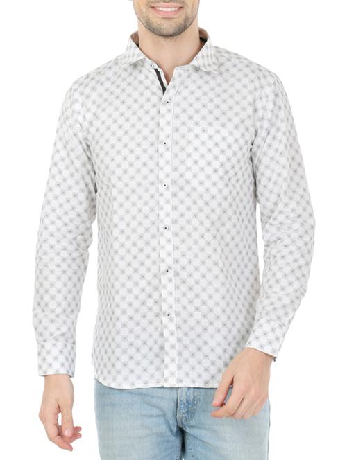 white cotton printed casual shirt - 13345331 - Very Small Image - 1
