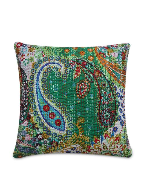 green cotton hand block printed cushion cover - 1334801 - Very Small Image - 1