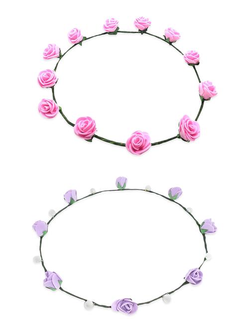 fashblush forever new casual party combo of pink, purple pearl tiaras (set of 2) head band - 13351547 - Very Small Image - 1