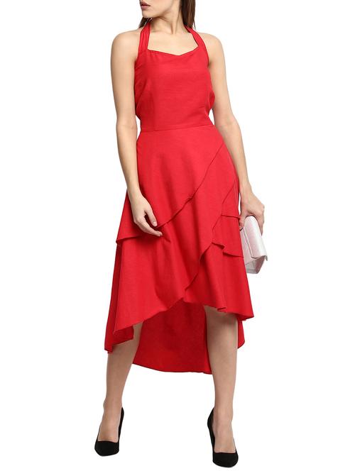 red rayon high low dress - 13351986 - Very Small Image - 1