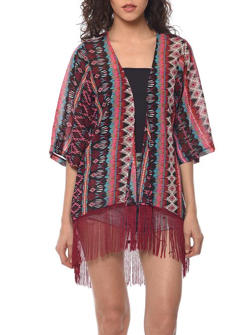 multicolored printed regular shrug - 13352164 - Very Small Image - 1