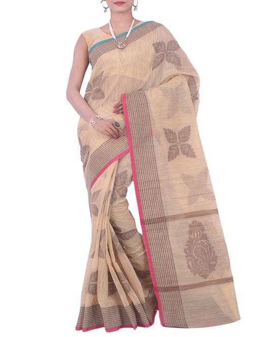 beige art silk banarasi saree with blouse - 13352671 - Very Small Image - 1