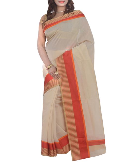 beige art silk bordered saree with blouse - 13352677 - Very Small Image - 1