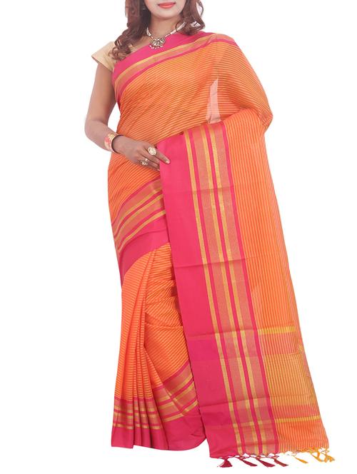 orange art silk woven saree with blouse - 13352679 - Very Small Image - 1